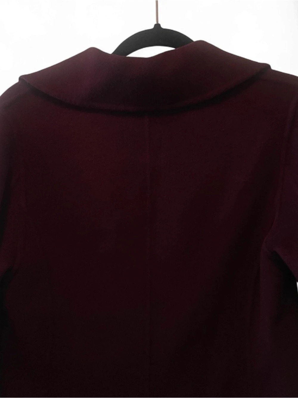 *100% WOOL* Cranberry / Burgundy Double-Breasted Trench Coat - SIZE MEDIUM - Picture 4 of 6